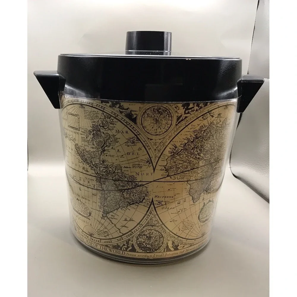 Thermo Serv Ice Bucket World Map Pattern Made In USA 9